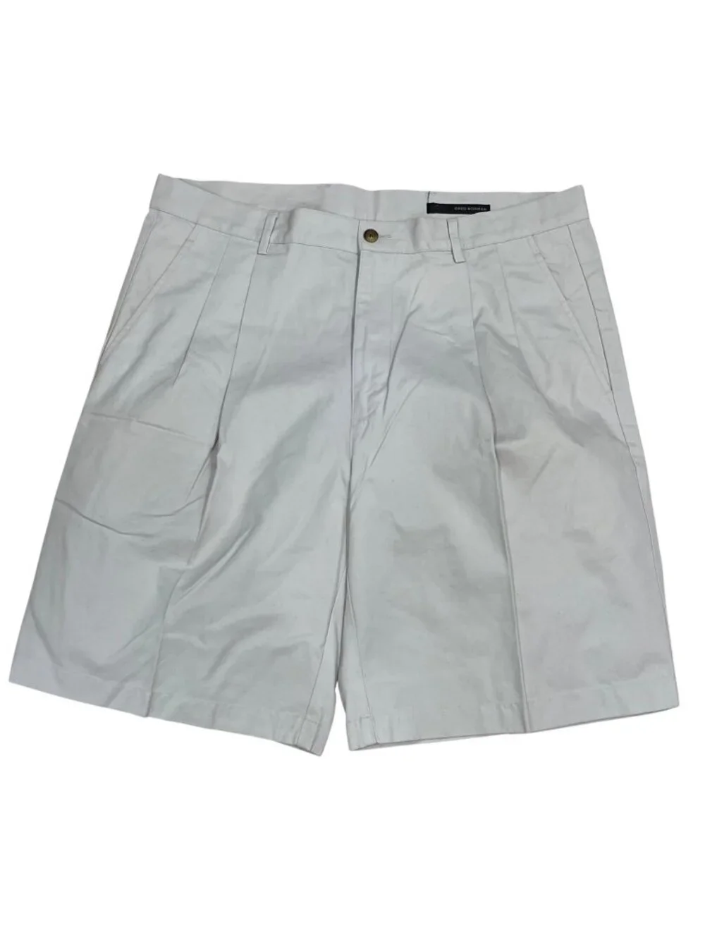 Vintage Greg Norman Pleated Chino Shorts Men's Size 36 Khaki Beige 100% Cotton‎